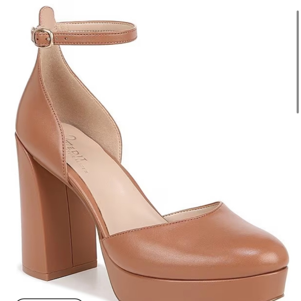 27 EDIT Giovanna Leather Ankle Strap Platform Dress Pumps 7.5